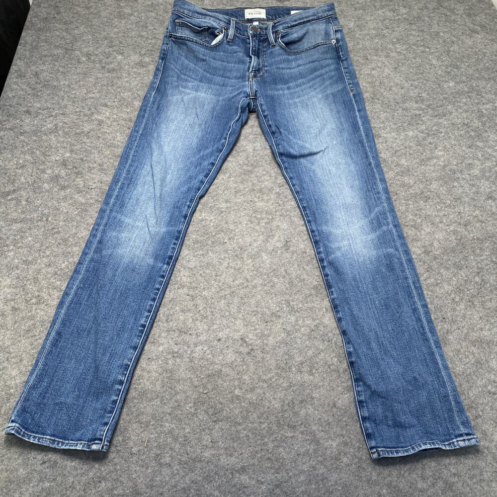 FRAME Le Homme Slim Jeans Size 31 Blue Denim High Rise Stretch